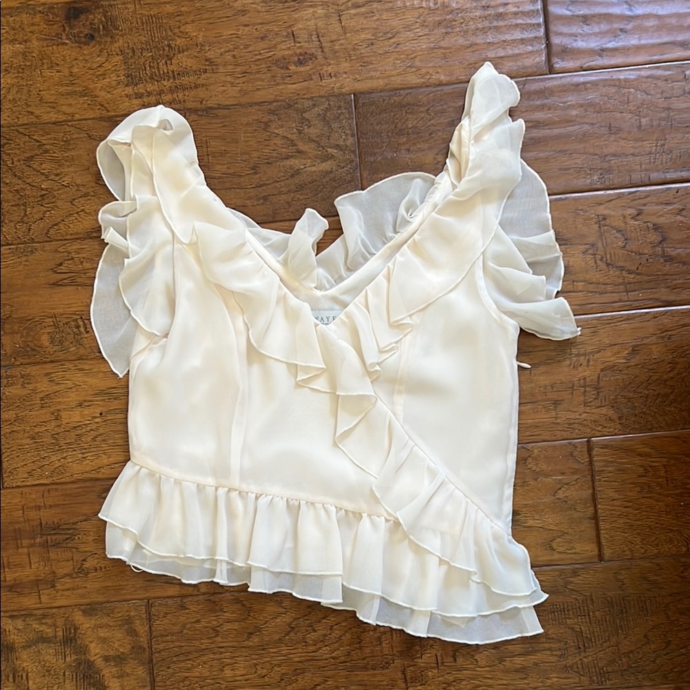 Elegant Cream Ruffled Women's Top